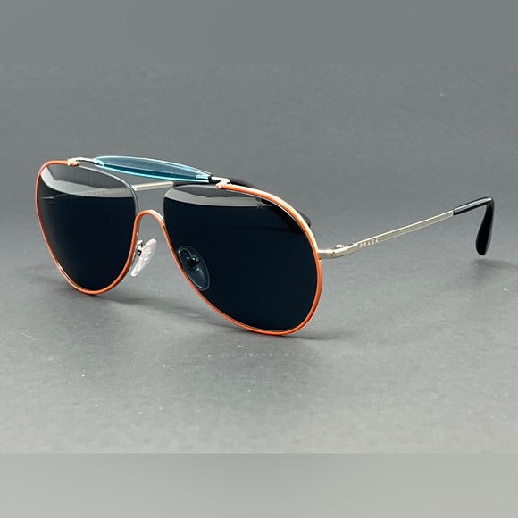 Prada PR56S-UFS2K1 Silver Orange 58mm Aviator Men's Sunglasses Italy - Picture 1 of 9